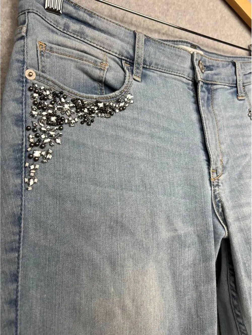Abercrombie & Fitch Rhinestone Bling EmbellishDistress Jeans Women Size 10R Y2K